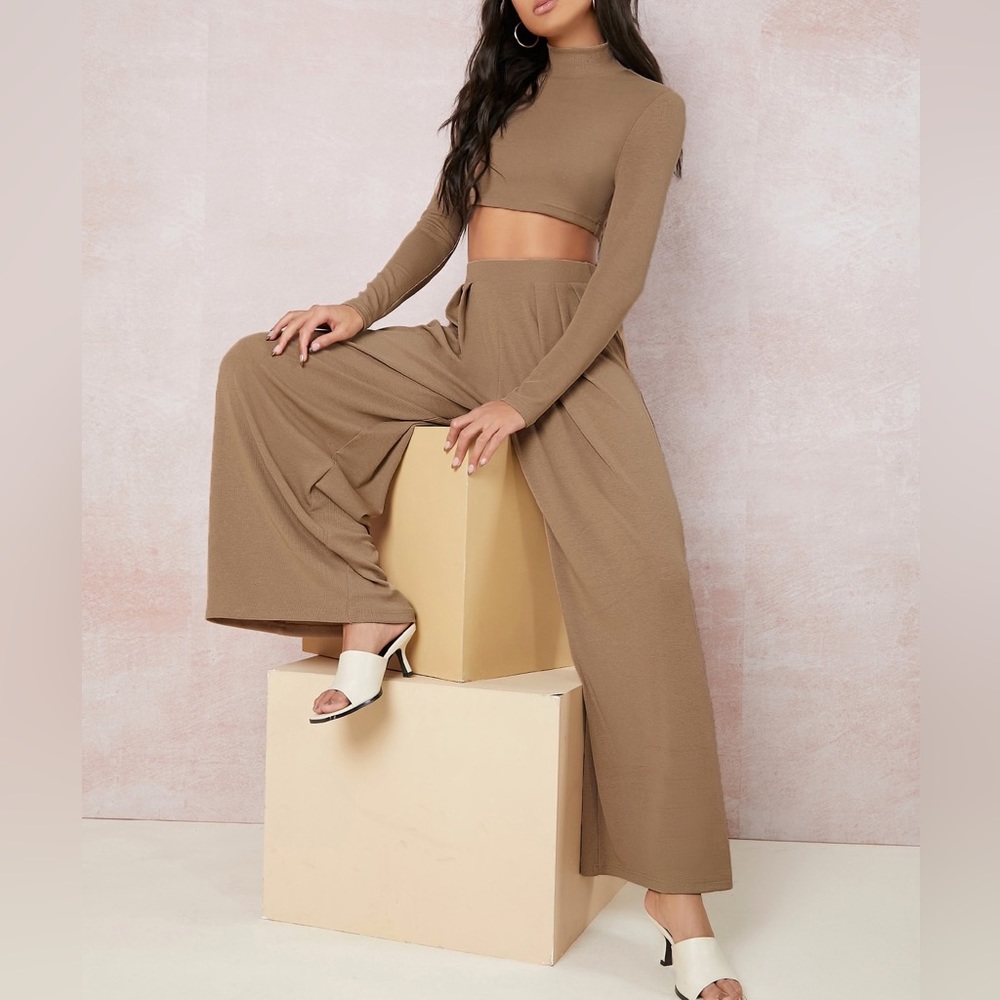 Crop Top & Wide Leg Pants Set